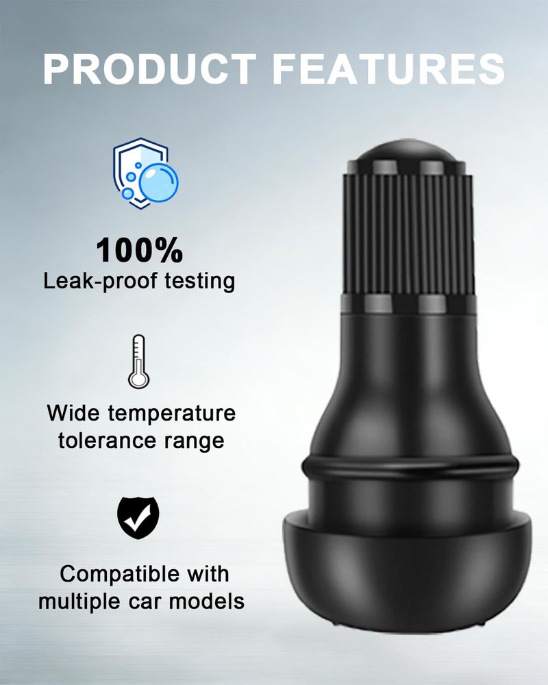 Riseuvo 100 Pcs TR412 Rubber Snap-in Tire Valve Stems - Tubeless 0.453" Rim Hole Fit for Cars, Trucks, Trailers, ATVs, Lawn Mowers - Image 4